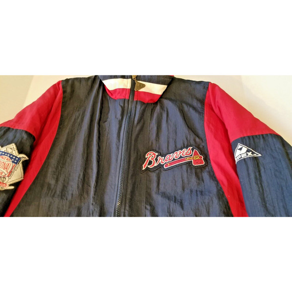 Vintage 80's Atlanta Braves Bomber Jacket National League Size L Apex One - Picture 10 of 15